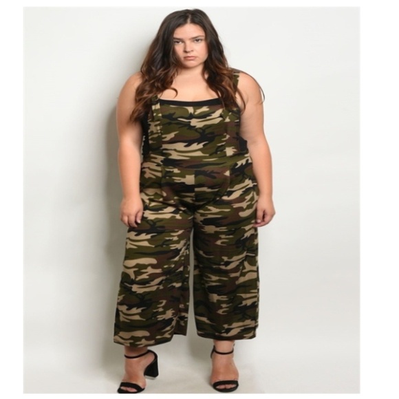 plus size camo jumpsuit